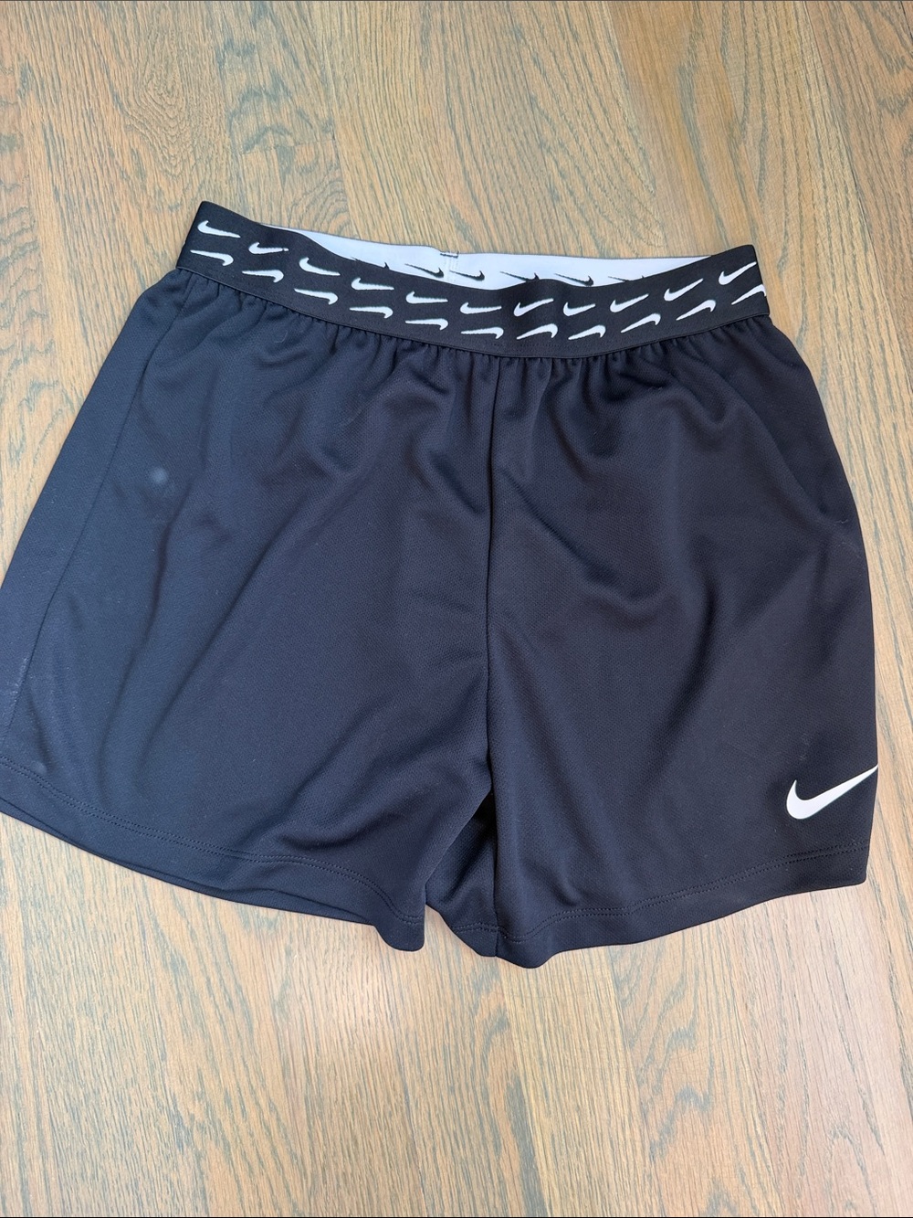 Nike Black Kids Athletic Shorts with White Swoosh